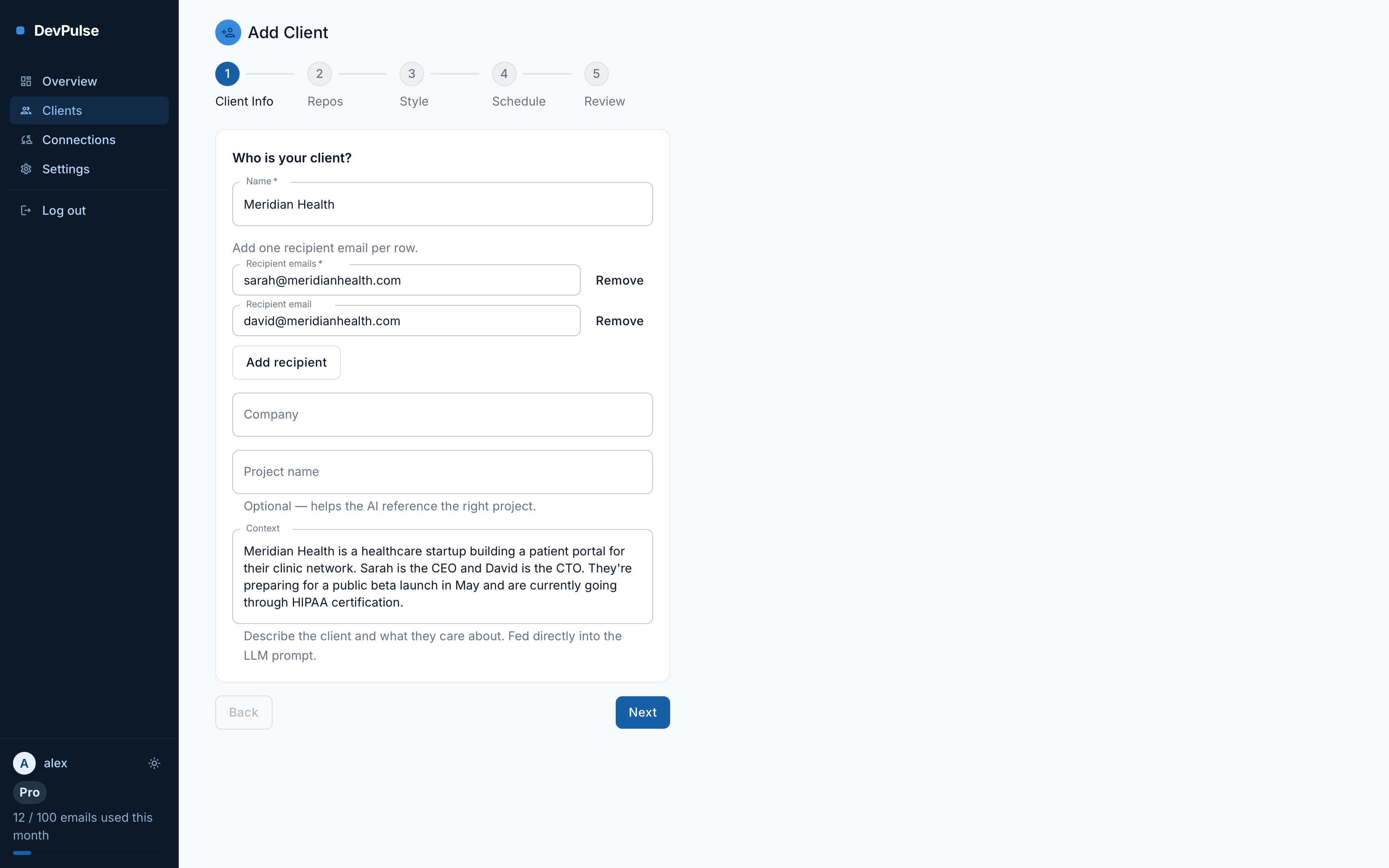DevPulse — AI Client Updates from GitHub, GitLab, and Bitbucket Activity