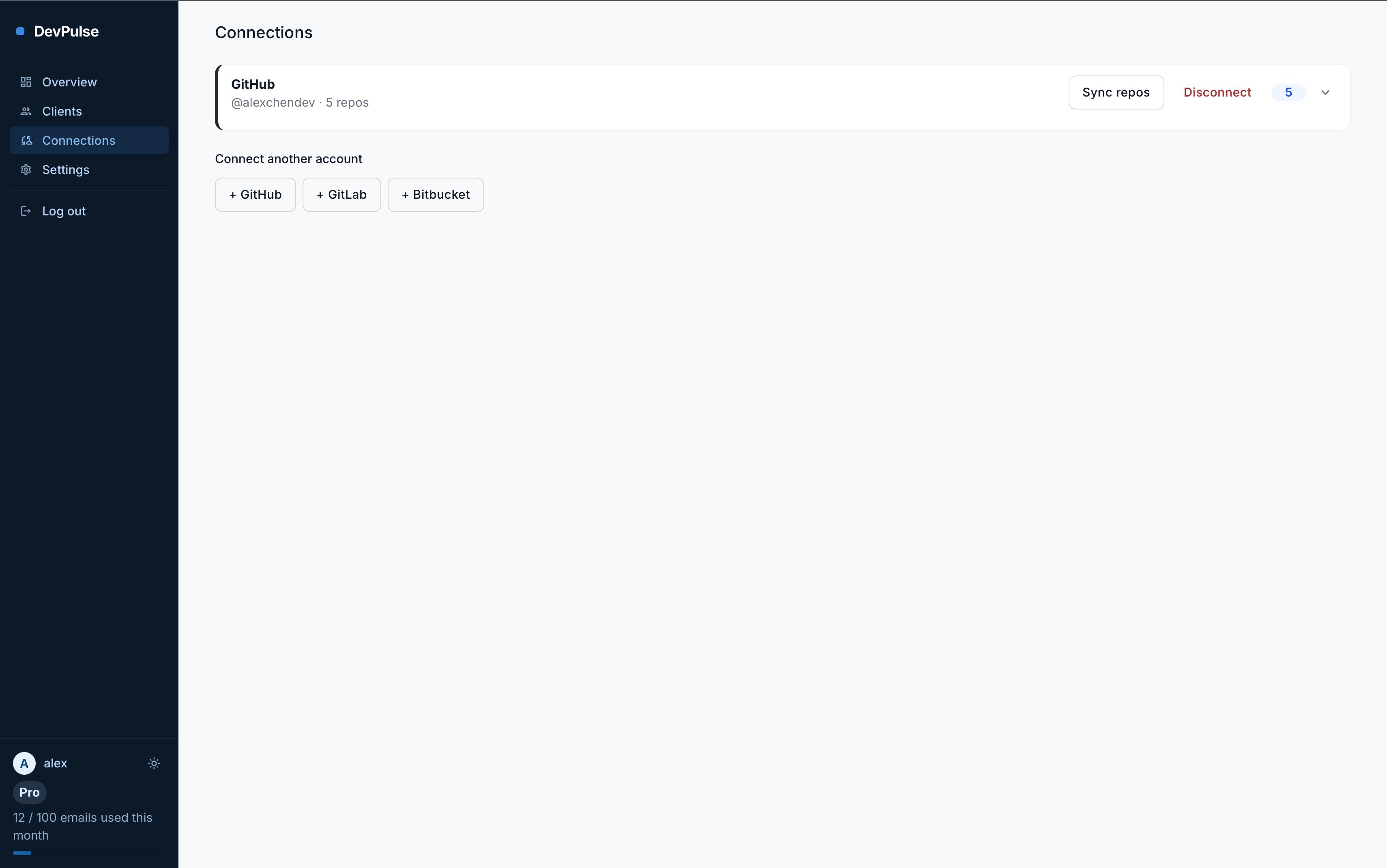 DevPulse — AI Client Updates from GitHub, GitLab, and Bitbucket Activity